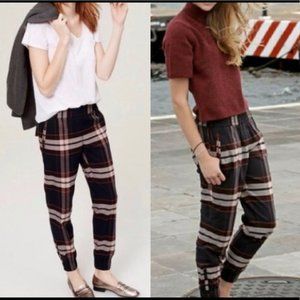 Ann Taylor Loft Plaid Zip Ankle Pull On Elastic Waist Joggers Size L